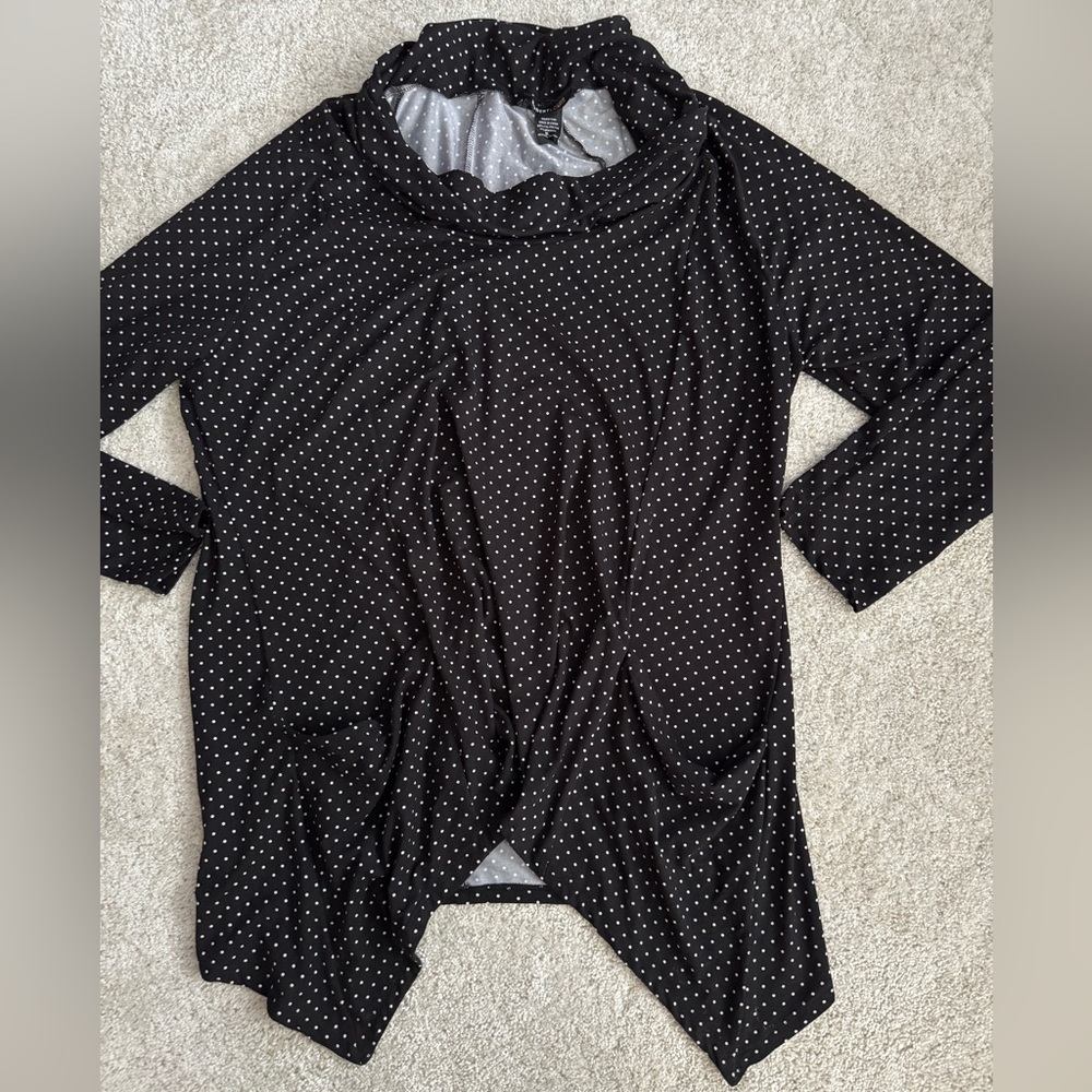 Robert Louis Black and White Polka Dot Pocket Top